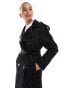 Pull&Bear belted trench coat in black Черный, XS - EU 34 - фото #3