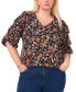 Фото #1 товара Women's Plus Size Printed V-Neck Bubble Sleeve Top