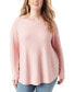 Фото #1 товара Plus Size Celia Mixed-Rib Long-Sleeve Top