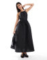 ASOS DESIGN high neck maxi parachute dress with cut out sides in black