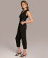 ფოტო #4 პროდუქტის Donna Karan Women's Belted V-Neck Piped Jumpsuit