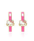 ფოტო #2 პროდუქტის Sanrio Brass Flash Yellow Gold Plated Enamel Post Hoop Earrings - Pink Enamel