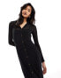 Фото #2 товара ASOS DESIGN sheer rib cardigan midi dress with button front in black