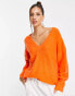 ASOS EDITION v neck jumper in bright orange