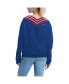 Women's Royal New York Giants Heidi V-Neck Pullover Sweatshirt