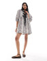 Фото #1 товара ASOS DESIGN bow tie front mini smock dress in snake print