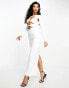 Simmi long sleeve cut out knot detail maxi dress in white