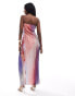 ASOS DESIGN plisse bandeau maxi dress in watercolour print Wasserfarbe, M - EU 40-42 - фото #2