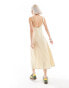 Reclaimed Vintage midi dress with one shoulder detail in buttermilk yellow