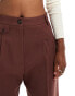 ASOS DESIGN tab detail straight leg tailored trouser in burgundy