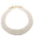 ფოტო #1 პროდუქტის Three Row Gradulated Pearl Collar Necklace, 18.5"