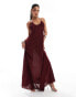 ASOS DESIGN scooped out halter pleated maxi dress in berry