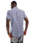 Ben Sherman short sleeve gingham shirt in dark blue