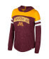 Фото #2 товара Women's Maroon Distressed Minnesota Golden Gophers Speckled Color Block Long Sleeve Hooded T-shirt