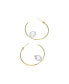 Фото #2 товара Classy Sterling Silver with Gold Plating and Genuine Freshwater Pearl Hoop Earrings