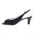 David Tate Dainty Womens Black Canvas Hook & Loop Strap Heels Shoes