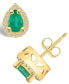 ფოტო #1 პროდუქტის Emerald (3/4 Ct. t.w.) and Diamond (1/6 Ct. t.w.) Halo Stud Earrings