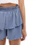 Фото #5 товара ASOS DESIGN lettuce hem rara shorts in blue