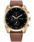 ფოტო #1 პროდუქტის Men's CZ Smart Hybrid Sport Brown Leather Strap Smart Watch 43mm