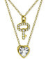 Фото #1 товара Giani Bernini 2-Pc. Set Cubic Zirconia Pavé Key & Solitaire Heart Pendant Necklaces, Created for Macy's