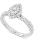 ფოტო #1 პროდუქტის Diamond Marquise Shaped Halo Cluster Engagement Ring (1/2 ct. t.w.) in 10k White Gold