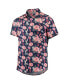 Фото #3 товара Рубашка мужская FOCO сине-бордовая с цветочным узором из льна