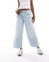 Фото #1 товара Pull&Bear cropped wide leg jean in light wash blue