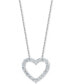 Фото #3 товара Diamond Open Heart Pendant Necklace (1 ct. t.w.) in 14k White Gold, 16" + 2" extender