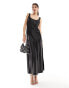 Фото #6 товара Miss Selfridge satin scoop neck bias maxi dress in black
