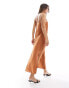 New Look plain satin strappy midi dress in rust