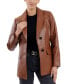 Фото #1 товара Women's Leather Button-Front Blazer Coat