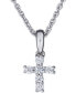 ფოტო #1 პროდუქტის Diamond Cross Pendant Necklace (1/8 ct. t.w.) in 14k White Gold, 16" + 2" extender