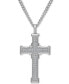 ფოტო #1 პროდუქტის Men's Cubic Zirconia Large Cross 24" Pendant Necklace in Stainless Steel