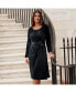 ფოტო #3 პროდუქტის Women's Velvet Peasant Knee Length Dress