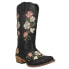 Roper Riley Floral Snip Toe Cowboy Womens Black Casual Boots 09-021-1566-3253