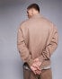 Фото #3 товара ASOS DESIGN premium heavyweight oversized quarter zip sweatshirt 400gsm in beige