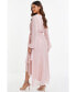 Фото #2 товара Women's Metallic Chiffon Long Sleeve Wrap Maxi Dress