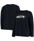 Фото #1 товара Women's Plus Size College Navy Seattle Seahawks Primary Logo Long Sleeve T-shirt
