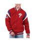 ფოტო #1 პროდუქტის Men's Red Philadelphia Phillies Quick Full-Snap Varsity Jacket