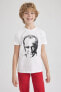 Erkek Çocuk Atatürk Baskılı Pamuklu Penye Kısa Kollu Tişört