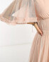 Beauut Petite Bridesmaid tulle midi dress with flutter sleeve in blush