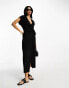 ASOS DESIGN drape wrap front midi tea dress in black Черный, 34 - фото #1