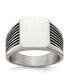 ფოტო #1 პროდუქტის Stainless Steel Polished with Black Enamel Signet Ring