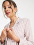 Фото #3 товара ASOS DESIGN Tall fitted blazer mini dress with shoulder pads in pink pinstripe
