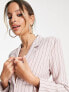 ASOS DESIGN Tall fitted blazer mini dress with shoulder pads in pink pinstripe