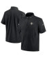 Фото #1 товара Men's Black New Orleans Saints Sideline Coach Short Sleeve Hoodie Quarter-Zip Jacket