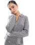 Фото #2 товара Object zip neck knitted jumper co-ord in grey