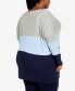 ფოტო #4 პროდუქტის Plus Size Sadie Colorblock V-neck Sweater