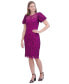 ფოტო #4 პროდუქტის Women's Boat-Neck Puff Sleeve Sheath Dress