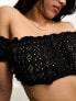 The Frolic mystic bardot off the shoulder frill broderie bikini top in black 40 - фото #7